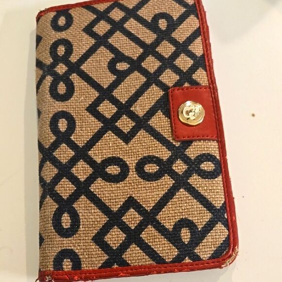Designer Patterned Wallet with Red Trim - Picture 1 of 7